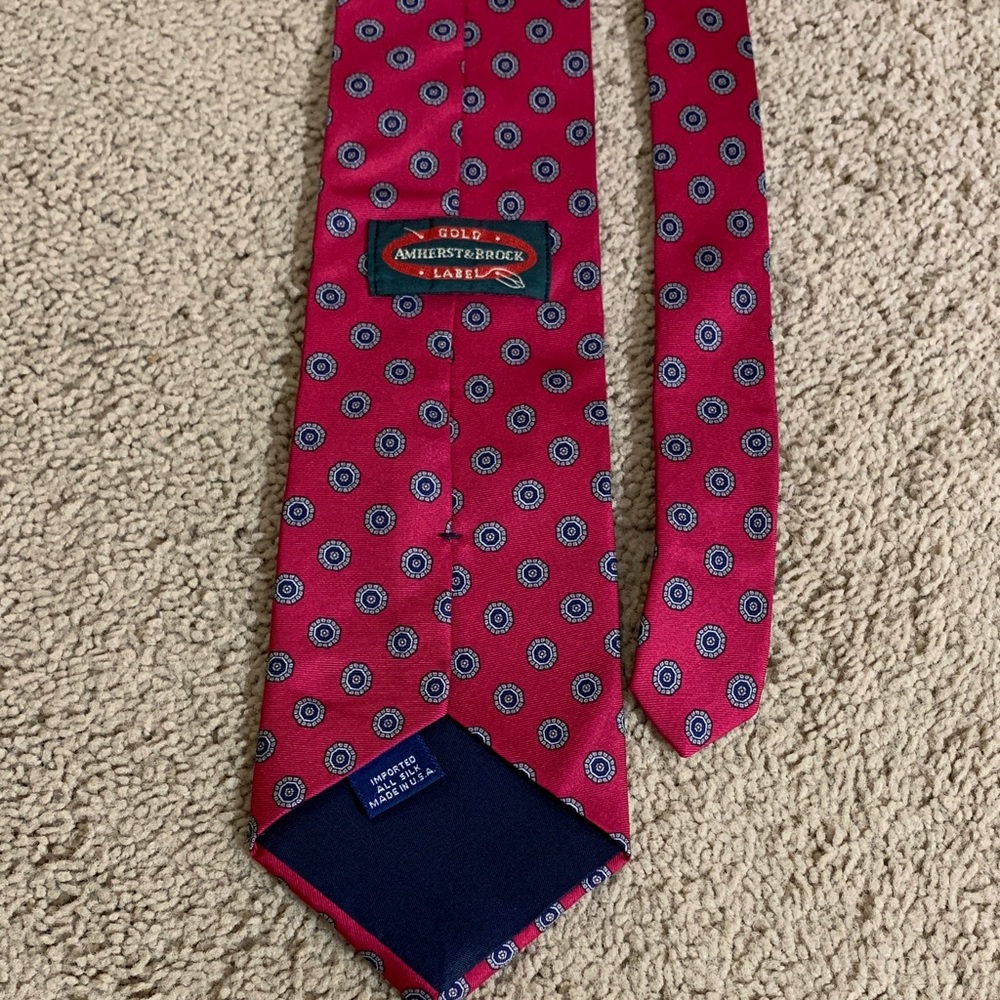 Vintage Amherst & Brock Gold Label Silk Red Printed Tie
